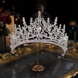 Barok Lüks Bling Kristal Kalp Gelin Tiaras Taç Büyük Pageant Diadem Gelin Hairbands Düğün Saç Aksesuarları 220217