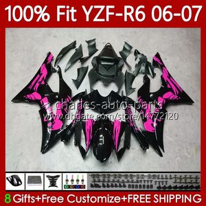 Pink Graffiti OEM Body Kit для Yamaha YZF R 6 600 CC YZF600 YZF-R6 2006 2007 Moto Boodwork 98no.106 YZF R6 YZF-600 2006-2007 600CC YZFR6 06 07 Форма для инъекций на 100%