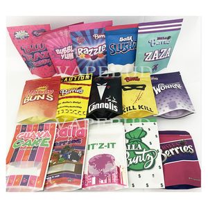 3.5g Mylar Runtz 가방 포장 농담 발라 딸기 Zaza Guava 케이크 화이트 꿀 롤빵 냄새가 Ziplock 플라스틱 패키지