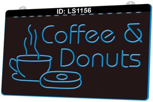 LS1156 Open Coffee Donuts Cafe Bar 3D Engraving LED Light Sign Wholesale Retail