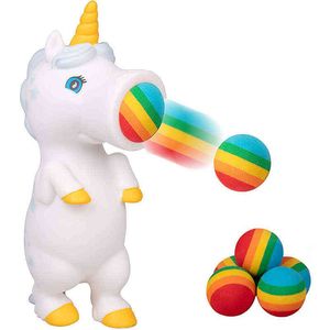 Tecknad unicorn squeeze skjuta boll barn fidget leksaker rolig pop out skum bollar saker konstiga gadgets adhd autism sensory anti stress g220223