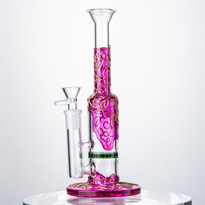 Narguilés de 9 polegadas Heady Glass Bongs Green Blue Perc Dab Rig Violet Gold Water Pipe Oil Rigs Mini Bong WP533 Honeycomb perc 14mm Feminino Joint With Bowl