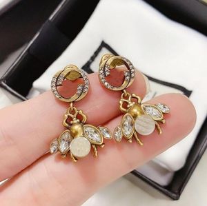 20 Style Cute 18K Gold Plated Brand Designers Letters Stud Earrings Geometric Luxury Brand Women Rhinestone Pearl Earring for Wedding Party Jewerlry Accessories