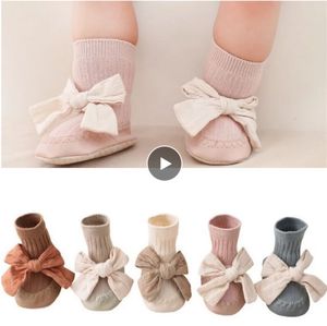 Осенние зимние девочки носки для новорожденных детские носки Bowknot младшие детские носки против скольжения мягкие хлопковые носки для носков