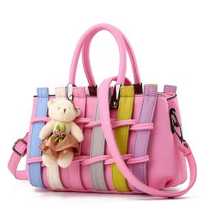 HBP Damen-Tasche, Vintage-Stil, lässig, mit Tragegriff, Messenger-Taschen, Umhängetaschen, Handtasche, Geldbörse, Leder-Tragetaschen, rosa Farbe