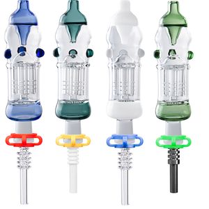 NC021 Cachimbo de água OD Tubo de 32 mm Cachimbo de braço de árvore Perc Bubbler 14 mm Titânio Quartzo Cerâmica Clipe de unha Vidro colorido cachimbos de água Bong