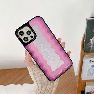 Korean INS Wave Pattern Makeup Mirror Phone Cases For iPhone 13 11 12 Pro Max XR XS 8 Plus Frame Girl Gift Soft Cover