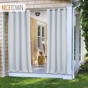 NICETOWN 10 Colors Outdoor Curtain Drape Blackout Light Blocking Fade Resistant with Grommet Rust-Proof for Porch&Beach&Patio LJ201224