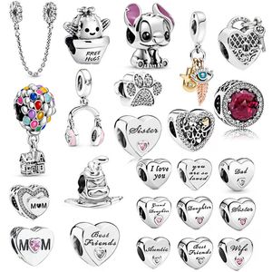 2022 Nowy Luksusowy Prawdziwy 925 Sterling Silver Rodzina Członkowie Fairy Hugging Hot Air Balloon Koraliki Charms Fit Pandora Bransoletka Dla Kobiet Moda DIY Jewelry