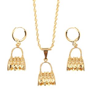 Papua New Guinea PNG Necklace Pendant Earrings Set African Women Bag Shape Bridal Wedding Jewelry