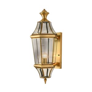 European Outdoor Wall Light Waterproof Rustproof Retro Copper Luminaires Simple Villa Courtyard Balcony Aisle Glass E27 Wall Mounted Lamp