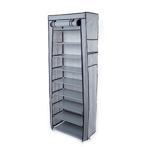 US Stock Non-woven Shoe Storage Rack Household Cabinet 10 Layers 9 Grid Large Capacity Dustproof Gray with Cover