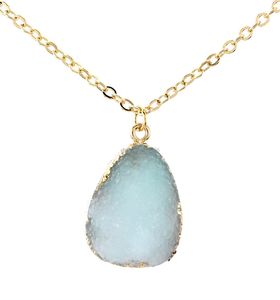 Irregular Natural Stone Necklace Gold Chain Quartz Crystal Necklaces for women Fashion jewelry Will and Sandy Drop Ship