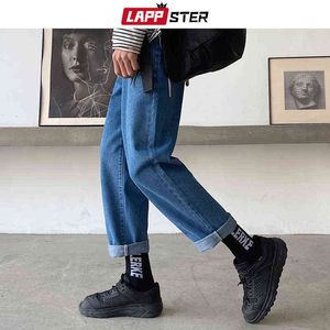 Lappster Men Korean Fashions Blue Plus Size Jeans 2022 Harem Pants Mens Japanese Streetwear Denim Loose Wide Leg0309