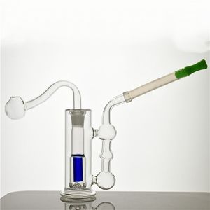 Novo desgin queimador de óleo de vidro Bong cachimbos de água com 10mm tubo de queimador de óleo de vidro masculino tubo de silicone para fumar portátil para viagens