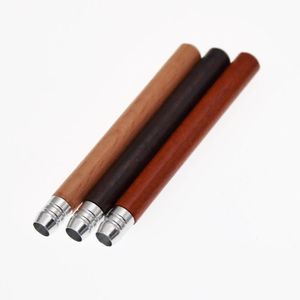 Natürliche Holz Mini Metall Rohre Trockenen Kräuter Tabak Rauchen Handrohr Griff Zigarette Filter Halter Tipps Rohr Hohe Qualität One Hitter