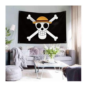 Shaboo Prints Luffy One Piece Jolly Roger Pirate Flags Banners 3 x 5ft With Four Brass Grommets