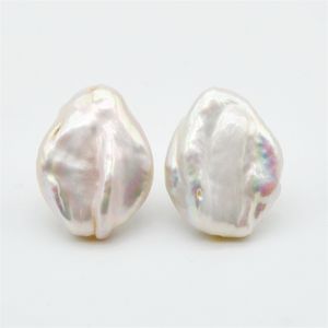 Women's pearl earrings, oversized pearls, white natural baroque 925 silver, ladies gift 220125