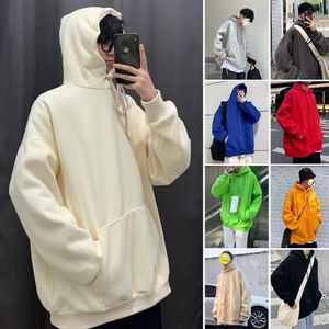 E-Baihui 2021 Autumn Hooded Sweatshirt Men's Long-sleeved Plus Velvet Jacket Loose Rest Wild Ins Hong Kong Style T20S4088