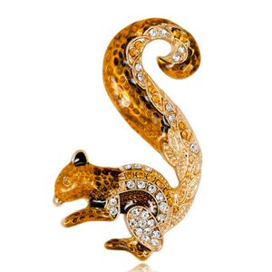 Pins, Brooches Zlxgirl Jewelry Brown Black Enamel Squirrel For Women And Men Metal Gold Color Alloy Animal Party Hijab Accessories