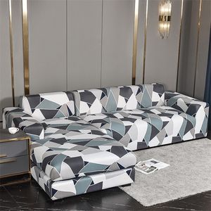 Stretch Elastic Sofa Covers for Living Room Geometric Couch Cover Pets Kids Dust-proof Corner Sectional Chaise Longue Slipcover 220302