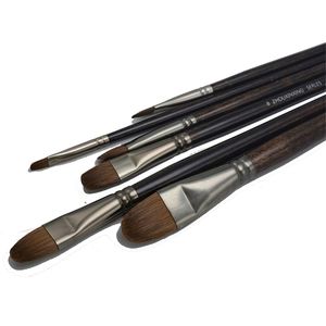 6pcs/Set artist paint brushes wood long rod Oil Paint weasel hair Water Color Painting Acrylics Brush Art Drawing for Supplies 201226