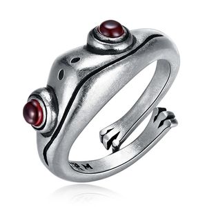 Vintage Jewelry Open Ring Women'S Ring Natural Stone Personality Men'S Simple Carving Frog Adjustable 2 Colour Select