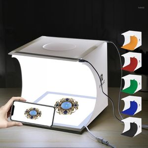 PULUZ 20cm Mini 2 LED Panel Fotoğraf Kutusu Stüdyo Gölgesiz Işık Lambası Panel Pad + Stüdyo Çekim Çadırı Beyaz Işık Kutusu Çadırı Kit1