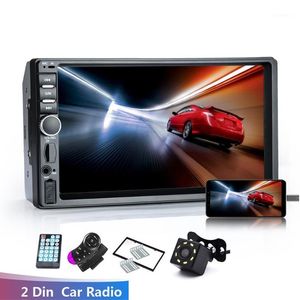 Rádio automotivo 2 Din HD 7 Touch Screen estéreo Bluetooth Mãos Rádio FM Imagem reversa com sem câmera 12V 7018B1265n