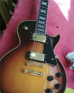 Customized One piece Maple Top Tobacco Sunburst Electric Guitar with ebony fretboard fret nibs guitars guitarra