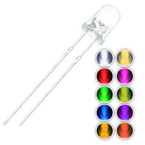 5 mm runde, wasserklare LED-Lichtlampe, weiß, rot, blau, grün, gelb, rosa, lila, orange, LED-Dioden kostenlos
