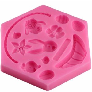 DIY Easter Children's Day Decoration Soap Chocolate Fondant Rabbit Egg Basket Cake Silicone Baking Mold Biscuit Mould