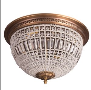 Antique Bronze Crystal Sufit Light Sypialnia Vintage Okrągłe Kryształowe Lampy Sufitowe Retro Korytarz Kuchnia Lekki Oprawy Salon