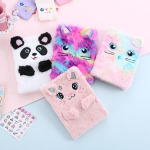 Winter Warm Cartoon Plush Notebook Notepad Dream Cat Kanin Unicorn Panda Journal Portable Diary PlannernotePad Stationery Julklapp LLS745-WLL