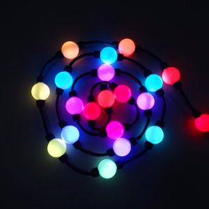 LED Strings WS2811 Adresująca 3D 50mm Średnica Pełna kolor Mleczna piłka; DC12V; 1,44W; Dwustronne 3szt 5050 LED każdej strony; 40 sztuk / ciąg; IP54