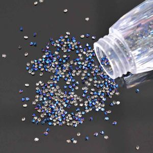 Nail Art Süslemeleri 1 Bottle 1.2-1.4mm 5 Renkler Mini Kristal Taşlar 3D Cam DIY Keskin-Alt Elmas Accessoires Mikro Rhinestones VF6