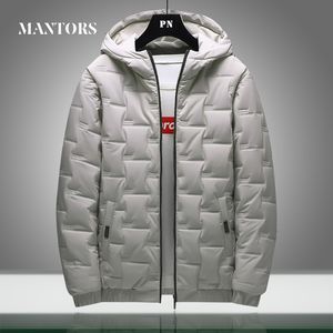 Winter Warm Men Jacket Coat Casual New Stand Collar Puffer Thick Hat Parka Coats Male Hooded Down Jacket Waterproof Solid Color 201214