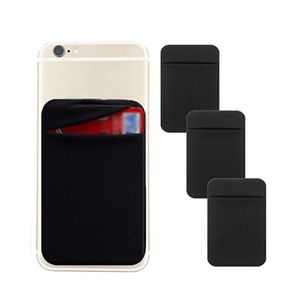 Stick on Wallet Card Holder Self Adhesive Stretchy Cell Phone Sleeve Lid Pouch Phone Pocket for iPhone 12 Samsung S20 Smart Phone