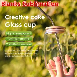 NIEUWE Blanks Sublimatie oz Minimalistische Glazen Cup Tumblers Transparant Drinkgereedschap Koffie Wijnmelk Bier Cola Juice Koud Drinkware Handgemaakt