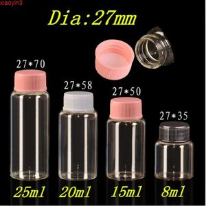 27 * 35 * 14mm 8ml glasflaskor med plastlock Transparent tomma presentburkar Black Cap 50pcs / Lothigh Qualtity