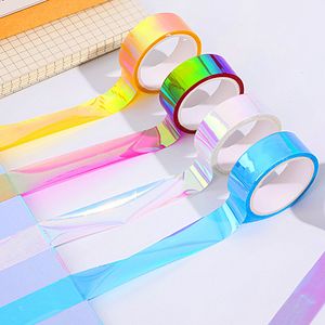 1PC 15mm 5m Laser Glitter Washi Tape Candy Colors Decorative Adhesive Masking Tapes For Scrapbooking Albums Stationery Tape