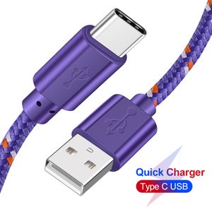 Micro USB-кабель Высокоскоростные нейлоновые плетеные кабели кабели зарядки типа C синхронизации данных прочно прочно для универсальных мобильных телефонов