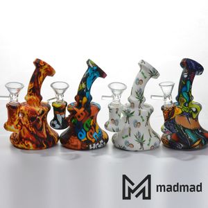 Water Transfer Printing Silicone Smoking Bong Banger Hanger with Shower Head Removable for Cleaning Dab Oil Rig