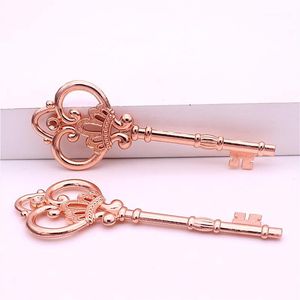 Charms Süße Glocke 10pcs / lot 32 * 84mm Rose Gold Antike Metalllegierung Schöne große Krone Key Vintage Schmuck Schlüssel D0182-11