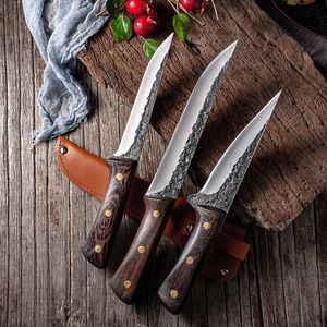 Chef Boning Knife Stainless Steel Handmade Forged Fishing Knife Kitchen Bone Meat Fish Sushi Fruit Vegetables Knife Cutting Tool with Cover