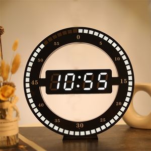 循環光受容者LEDデジタル壁時計現代のデザインデュアル使用デジタルクロックの家の装飾のためのデジタル時計米国EUプラグLJ201211