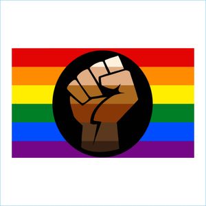 Custom Digital Print Populära Fist Rainbow Flaggor Pride Support LGBTQ Power x5 Fötter Inomhus Utomhus Rock Banner Dekorativ Hus Flagg Banner