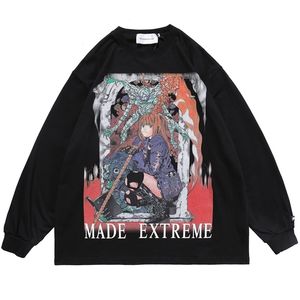 LINDSEY SEADER Männer T-shirt Hip Hop Langarm Sweatshirt Cartoon Mädchen Gedruckt Oversize Harajuku Tops Tees Anime Kleidung 220309