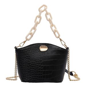 Mulheres cadeias de bolsa de couro com cadeia Bolsa Bolsa Bolsa Casual Satchel Bolsas de Messenger de ombro Simples