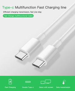 USB-C till USB Type-C-kablar med E-Mark-chip för MacBook Xiaomi Redmi Note 8 Pro Quick Charge 4.0 PD 60W Fast Charging S11 Charger Cable Cable